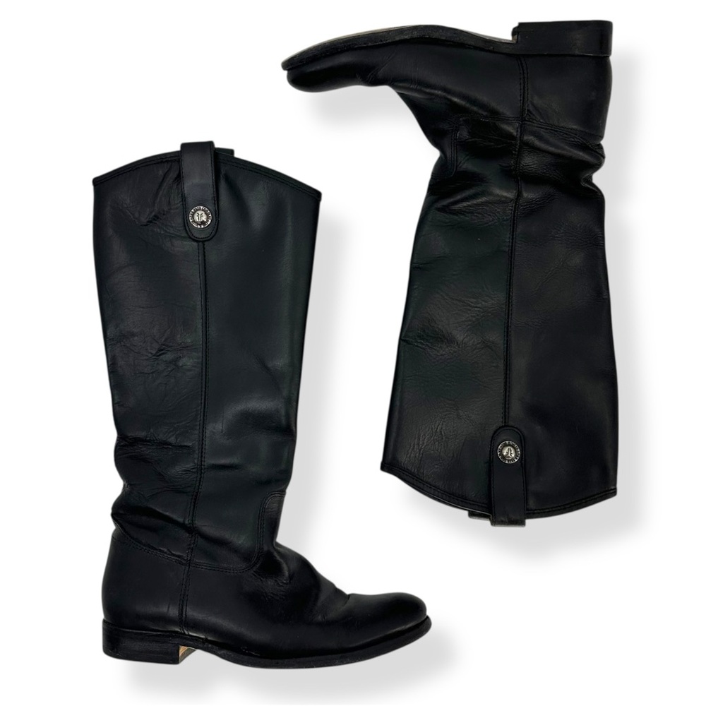 Frye Melissa Lug Button Talk Boots 7 Black 77167
